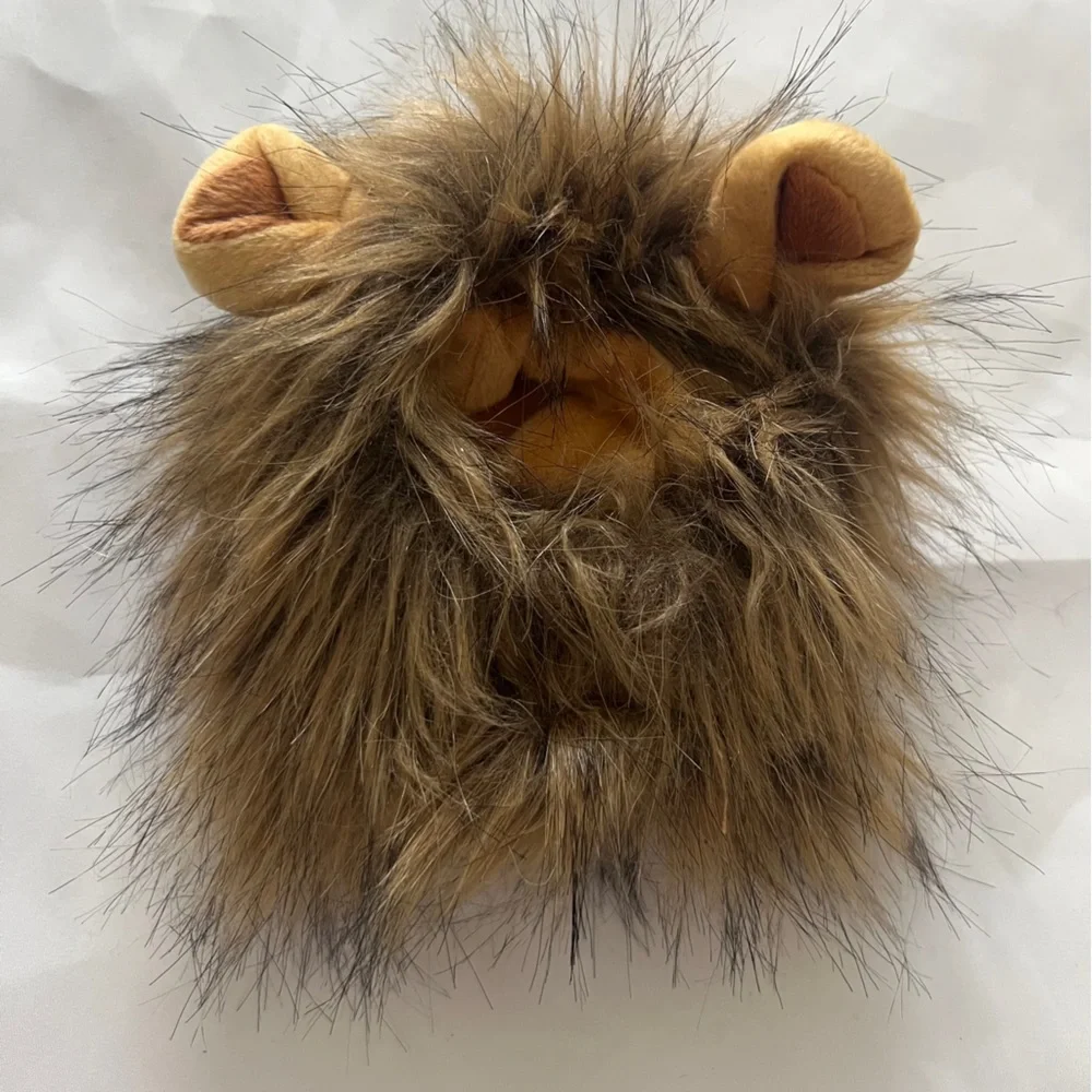 GABOSS Cat Lion Mane Costume Wig Adjustable Pet Headpiece Tan One Size